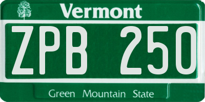 VT license plate ZPB250