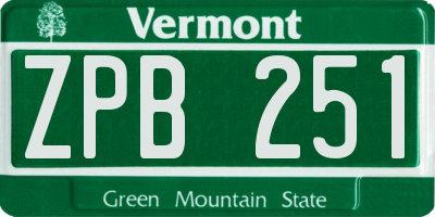 VT license plate ZPB251