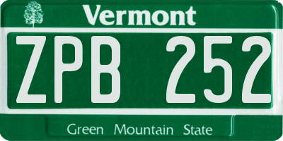 VT license plate ZPB252