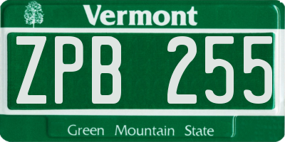 VT license plate ZPB255