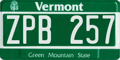 VT license plate ZPB257