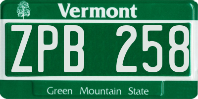 VT license plate ZPB258