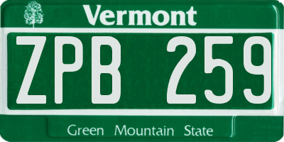 VT license plate ZPB259