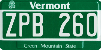 VT license plate ZPB260