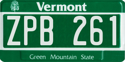 VT license plate ZPB261