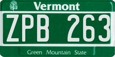 VT license plate ZPB263