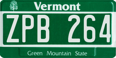 VT license plate ZPB264