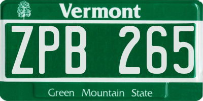 VT license plate ZPB265