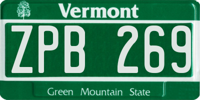 VT license plate ZPB269