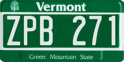 VT license plate ZPB271