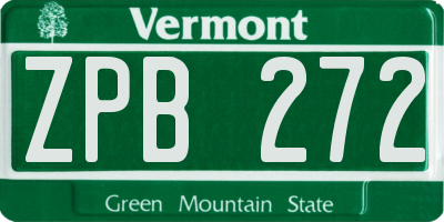 VT license plate ZPB272