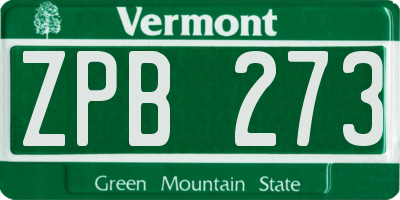 VT license plate ZPB273