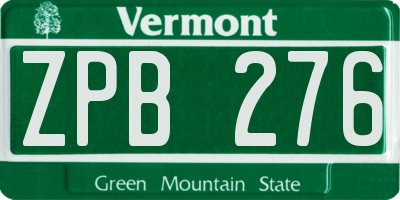 VT license plate ZPB276