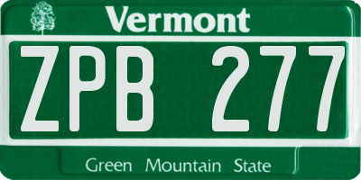 VT license plate ZPB277