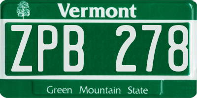 VT license plate ZPB278