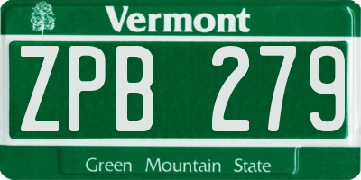 VT license plate ZPB279