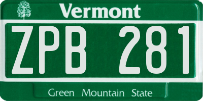 VT license plate ZPB281