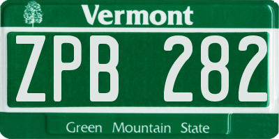 VT license plate ZPB282