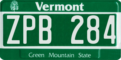 VT license plate ZPB284