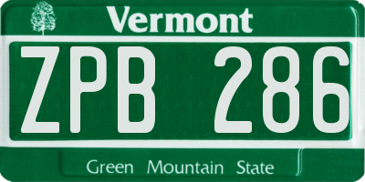 VT license plate ZPB286