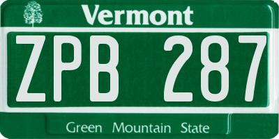 VT license plate ZPB287