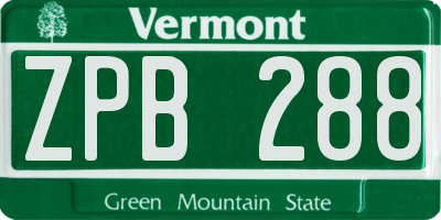 VT license plate ZPB288