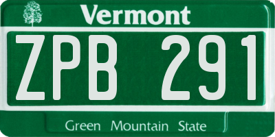 VT license plate ZPB291
