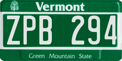 VT license plate ZPB294