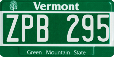 VT license plate ZPB295