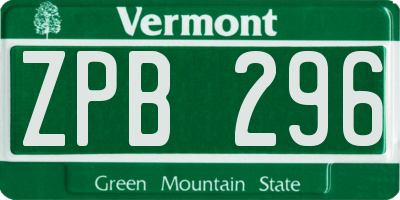 VT license plate ZPB296