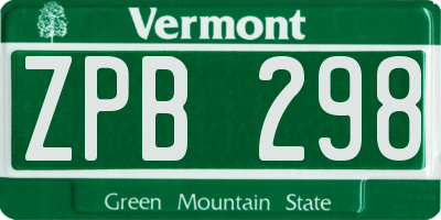 VT license plate ZPB298