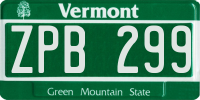 VT license plate ZPB299
