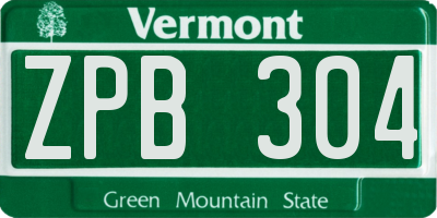 VT license plate ZPB304