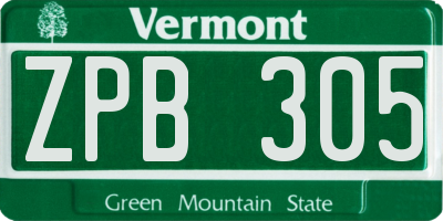 VT license plate ZPB305