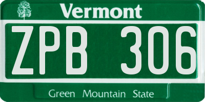 VT license plate ZPB306