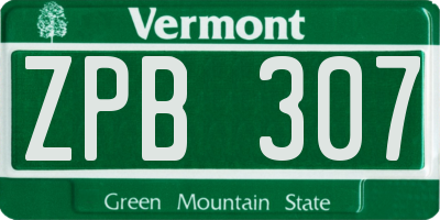 VT license plate ZPB307