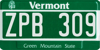 VT license plate ZPB309
