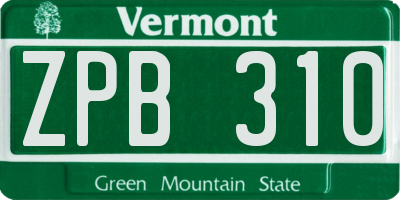 VT license plate ZPB310