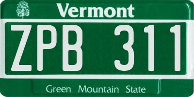 VT license plate ZPB311