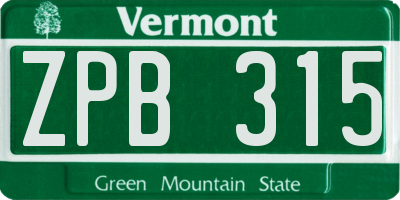 VT license plate ZPB315