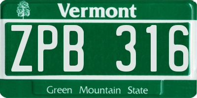 VT license plate ZPB316