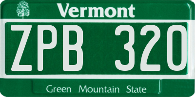 VT license plate ZPB320