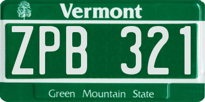 VT license plate ZPB321