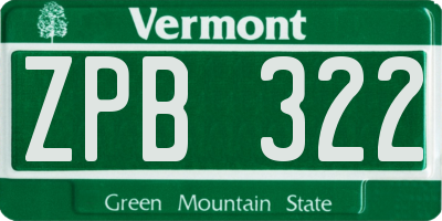 VT license plate ZPB322