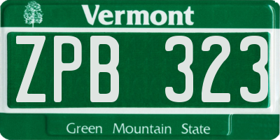 VT license plate ZPB323