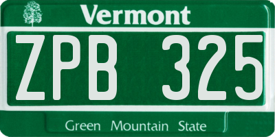 VT license plate ZPB325