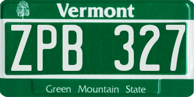 VT license plate ZPB327