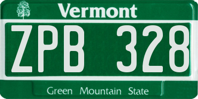 VT license plate ZPB328
