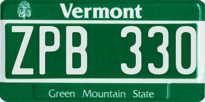 VT license plate ZPB330