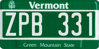 VT license plate ZPB331